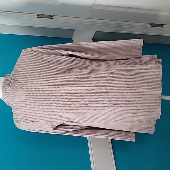 Long Sleeve Open Front Waffle Cardigan Large - Picture 4 of 6